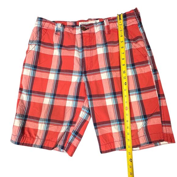 Aeropostale Red Blue Plaid Drawstring Shorts Men’s Size 36 Cotton Casual - Picture 3 of 9